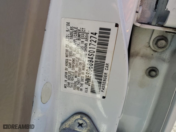 2004 Honda Civic with VIN JHMES96694S017274, listed as a Copart auction lot 73058184 with 181,816 mi miles and Salvage Title. Bid and sale history available at carsss.com. Image 14.
