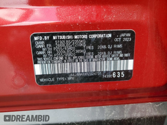 2024 Mitsubishi Outlander SEL z VIN JA4J4WA8XRZ024731, wystawiony jako Copart lot #50208525 z przebiegiem 11 843 mil mil oraz Szkoda całkowita • Salvage title. Historia ofert i sprzedaży dostępna na DreamBid. Obrazek 13.
