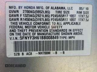2011 Honda Pilot EX-L with VIN 5FNYF3H61BB008849, listed as a Copart auction lot 68986364 with 224,259 mi miles and Salvage Title. Bid and sale history available at carsss.com. Image 14.