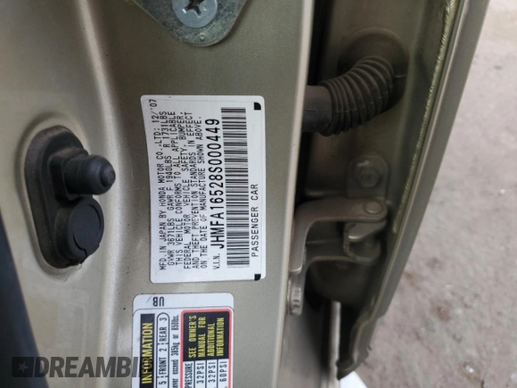 2008 Honda Civic LX с VIN JHMFA16528S000449, выставлен на аукционе Copart как лот 46075895 с пробегом 160 512 миль миль и Списание • Salvage title. История ставок и продаж доступна на DreamBid. Изображение 14.