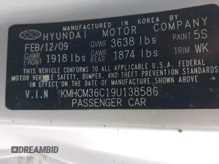 2009 Hyundai Accent GS с VIN KMHCM36C19U138586, выставлен на аукционе IAAI как лот 42542909 с пробегом 39 809 миль миль и . История ставок и продаж доступна на DreamBid. Изображение 9.