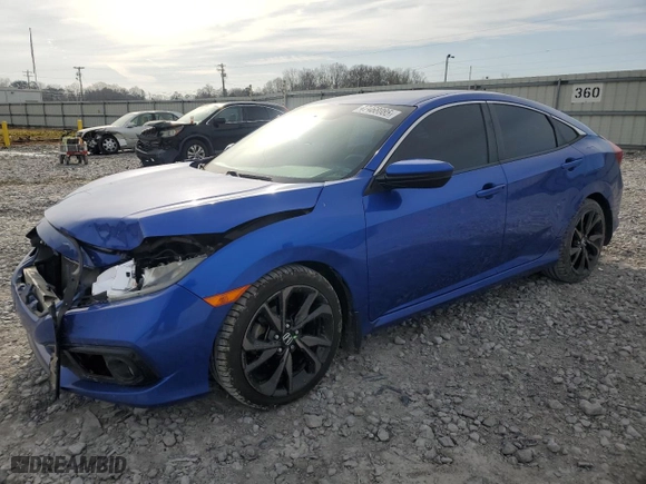 2019 Honda Civic Sedan Sport with VIN 19XFC2F8XKE008109, listed as a Copart auction lot 47468085 with 126,934 mi miles and Salvage Title. Bid and sale history available at carsss.com. Image 1.