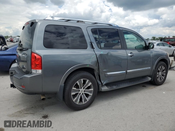 2015 Nissan Armada SV z VIN 5N1BA0ND1FN613558, wystawiony jako Copart lot #56204725 z przebiegiem 121 129 mil mil oraz Czysty tytuł • Clean title. Historia ofert i sprzedaży dostępna na DreamBid. Obrazek 3.