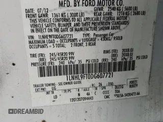 2013 Lincoln MKS EcoBoost with VIN 1LNHL9FT0DG607721, listed as a Copart auction lot 85129344 with 158,191 mi miles and Salvage title. Bid and sale history available at DreamBid. Image 15.