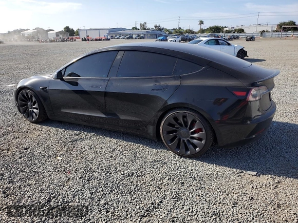 2023 Tesla Model 3 Performance z VIN 5YJ3E1EC9PF414218, wystawiony jako Copart lot #53105285 z przebiegiem 60 745 mil mil oraz Szkoda całkowita • Salvage title. Historia ofert i sprzedaży dostępna na DreamBid. Obrazek 2.