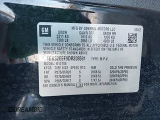 2013 GMC Yukon Denali with VIN 1GKS2EEF9DR208591, listed as a IAAI auction lot 41802138 with 160,371 mi miles. Bid and sale history available at carsss.com. Image 9.