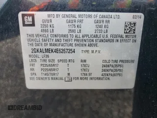 2014 GMC Terrain SLE with VIN 2GKALMEK4E6267254, listed as a Copart auction lot 53252135 with 127,056 mi miles and Clean Title. Bid and sale history available at DreamBid. Image 13.