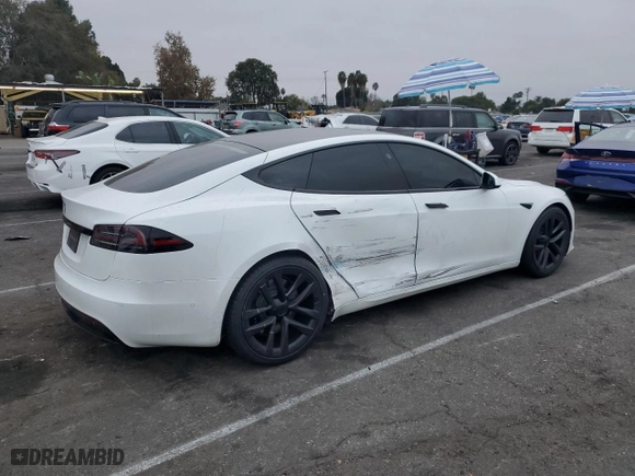 2022 Tesla Model S with VIN 5YJSA1E59NF475817, listed as a Copart auction lot 86657154 with 26,503 mi miles and Salvage Title. Bid and sale history available at carsss.com. Image 3.