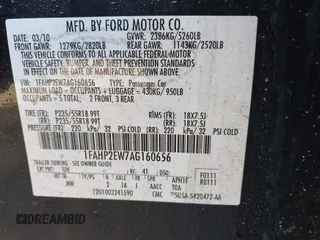 2010 Ford Taurus SEL с VIN 1FAHP2EW7AG160656, выставлен на аукционе IAAI как лот 41764390 с пробегом 152 864 миль миль и . История ставок и продаж доступна на DreamBid. Изображение 9.