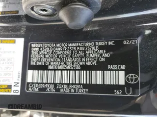 2021 Toyota C-HR LE with VIN NMTKHMBX5MR123586, listed as a Copart auction lot 54247515 with 47,646 mi miles and Salvage Title. Bid and sale history available at DreamBid. Image 13.