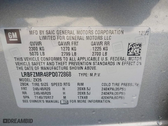 2023 Buick Envision Preferred with VIN LRBFZMR48PD072868, listed as a IAAI auction lot 41723056 with NaN miles. Bid and sale history available at carsss.com. Image 9.