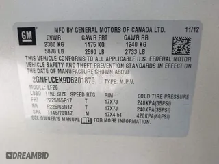 2013 Chevrolet Equinox LS with VIN 2GNFLCEK9D6201879, listed as a IAAI auction lot 41991600 with 131,096 mi miles. Bid and sale history available at carsss.com. Image 9.