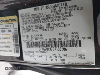 2016 Ford Fusion Titanium with VIN 3FA6P0K97GR135106, listed as a IAAI auction lot 42269165 with 155,036 mi miles and . Bid and sale history available at DreamBid. Image 9.