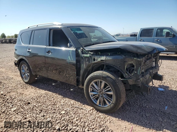2020 Infiniti QX80 Luxe with VIN JN8AZ2NE6L9253306, listed as a Copart auction lot 43617795 with 129,691 mi miles and Salvage Title. Bid and sale history available at DreamBid. Image 4.