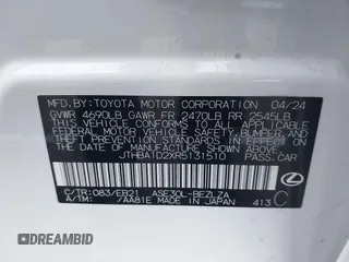 2024 Lexus IS 300 с VIN JTHBA1D2XR5131510, выставлен на аукционе IAAI как лот 41460652 с пробегом 10 580 миль миль и . История ставок и продаж доступна на DreamBid. Изображение 9.