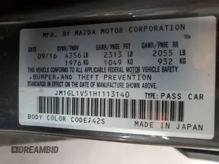 2017 Mazda Mazda6 Touring with VIN JM1GL1V51H1113140, listed as a Copart auction lot 45106885 with 163,352 mi miles and Salvage Title. Bid and sale history available at carsss.com. Image 12.