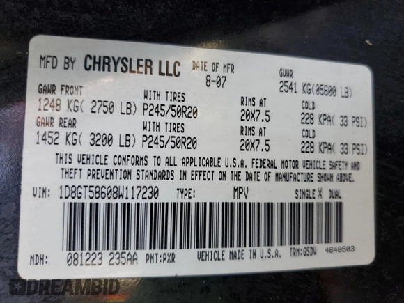 2008 Dodge Nitro R/T z VIN 1D8GT58608W117230, wystawiony jako Copart lot #78043414 z przebiegiem 172 066 mil mil oraz Szkoda całkowita • Salvage title. Historia ofert i sprzedaży dostępna na DreamBid. Obrazek 12.