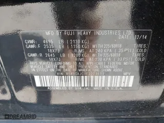 2015 Subaru Outback 2.5i Limited with VIN 4S4BSAJC1F3271511, listed as a IAAI auction lot 42087304 with 167,215 mi miles. Bid and sale history available at carsss.com. Image 9.