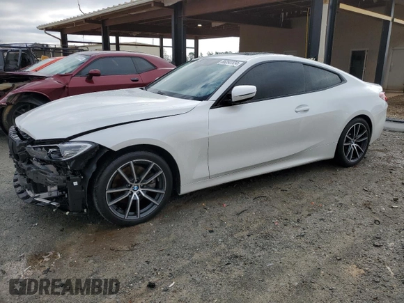 2022 BMW 4 Series 430i z VIN WBA53AP00NCJ55465, wystawiony jako Copart lot #86392324 z przebiegiem 28 873 mil mil oraz Szkoda całkowita • Salvage title. Historia ofert i sprzedaży dostępna na DreamBid. Obrazek 1.