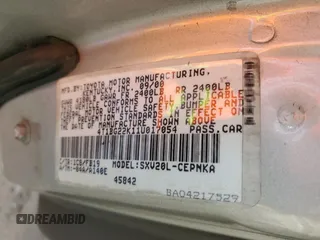 2001 Toyota Camry CE z VIN 4T1BG22K11U017054, wystawiony jako Copart lot #57623485 z przebiegiem 242 217 mil mil oraz Szkoda całkowita • Salvage title. Historia ofert i sprzedaży dostępna na DreamBid. Obrazek 12.