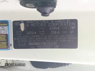 2011 Kia Optima LX with VIN KNAGM4A70B5065293, listed as a IAAI auction lot 38328974 with 224,554 mi miles and . Bid and sale history available at carsss.com. Image 9.