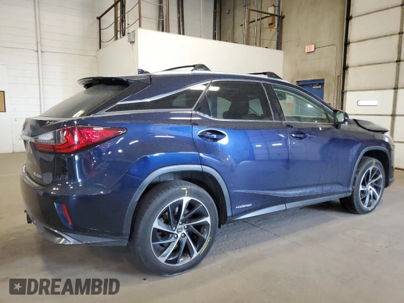 2018 Lexus RX 450h with VIN 2T2BGMCA9JC021481, listed as a Copart auction lot 57111405 with 186,533 mi miles and Salvage title. Bid and sale history available at DreamBid. Image 3.