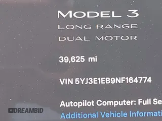 2022 Tesla Model 3 Long Range with VIN 5YJ3E1EB9NF164774, listed as a IAAI auction lot 41915755 with 39,625 mi miles and . Bid and sale history available at DreamBid. Image 15.