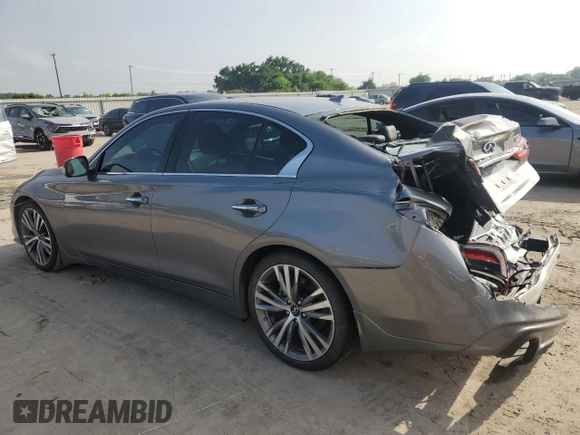 2021 Infiniti Q50 Signature Edition with VIN JN1EV7CP9MM703669, listed as a Copart auction lot 54861195 with 50,856 mi miles and Salvage title. Bid and sale history available at DreamBid. Image 2.