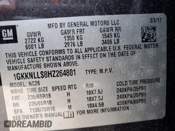 2017 GMC Acadia SLE with VIN 1GKKNLLS8HZ264801, listed as a Copart auction lot 86362714 with 88,825 mi miles and Non Repairable. Bid and sale history available at carsss.com. Image 14.