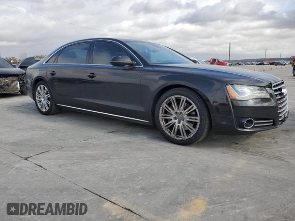 2014 Audi A8 3.0L TDI with VIN WAURMAFD1EN003301, listed as a Copart auction lot 85085354 with 155,429 mi miles and Salvage title. Bid and sale history available at DreamBid. Image 4.