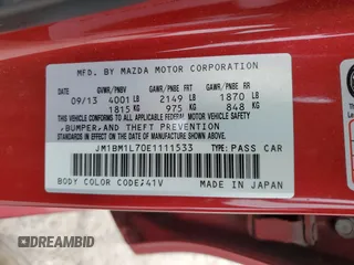 2014 Mazda 3 i Touring with VIN JM1BM1L70E1111533, listed as a Copart auction lot 53159935 with 143,035 mi miles and Salvage Title. Bid and sale history available at DreamBid. Image 12.