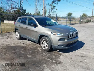 2017 Jeep Cherokee Sport with VIN 1C4PJLAB6HW508219, listed as a IAAI auction lot 41354056 with 92,710 mi miles. Bid and sale history available at carsss.com. Image 1.
