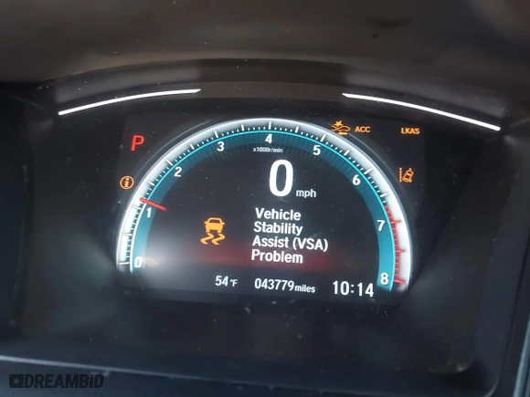 2019 Honda Civic Sedan LX with VIN 2HGFC2F61KH561199, listed as a IAAI auction lot 41754093 with 43,779 mi miles. Bid and sale history available at carsss.com. Image 7.