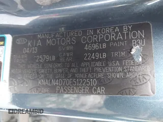 2014 Kia Cadenza Premium with VIN KNALN4D70E5122510, listed as a IAAI auction lot 41397287 with 91,130 mi miles. Bid and sale history available at carsss.com. Image 9.