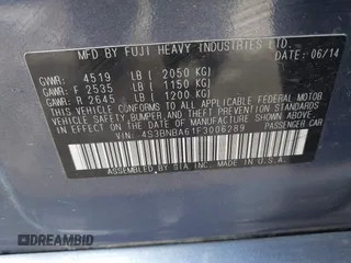 2015 Subaru Legacy 2.5i z VIN 4S3BNBA61F3006289, wystawiony jako IAAI lot #41834717 z przebiegiem 157 187 mil mil oraz . Historia ofert i sprzedaży dostępna na DreamBid. Obrazek 9.