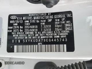 2014 Kia Sorento EX with VIN 5XYKUDA79EG445743, listed as a Copart auction lot 58472615 with 110,019 mi miles and Salvage title. Bid and sale history available at DreamBid. Image 13.