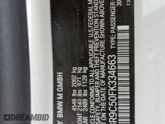 2015 BMW M4 z VIN WBS3R9C50FK334663, wystawiony jako Copart lot #59012605 z przebiegiem 69 749 mil mil oraz Szkoda całkowita • Salvage title. Historia ofert i sprzedaży dostępna na DreamBid. Obrazek 12.
