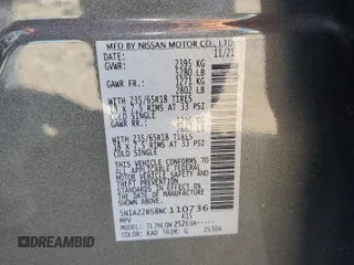 2022 Nissan Murano SV z VIN 5N1AZ2BS8NC110736, wystawiony jako Copart lot #48311945 z przebiegiem 61 160 mil mil oraz Szkoda całkowita • Salvage title. Historia ofert i sprzedaży dostępna na DreamBid. Obrazek 15.