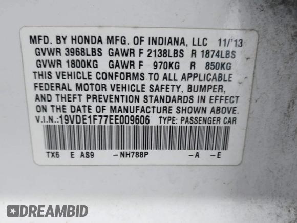 2014 Acura ILX Technology with VIN 19VDE1F77EE009606, listed as a IAAI auction lot 41753813 with 89,945 mi miles and . Bid and sale history available at DreamBid. Image 9.
