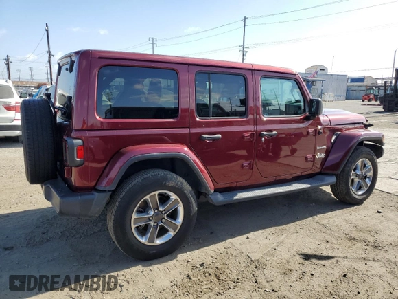 2021 Jeep Wrangler Unlimited Sahara with VIN 1C4HJXEN8MW613404, listed as a Copart auction lot 57155305 with 48,379 mi miles and Salvage title. Bid and sale history available at DreamBid. Image 3.