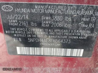 2015 Hyundai Elantra SE with VIN 5NPDH4AE8FH564373, listed as a IAAI auction lot 42092128 with 132,373 mi miles. Bid and sale history available at carsss.com. Image 9.