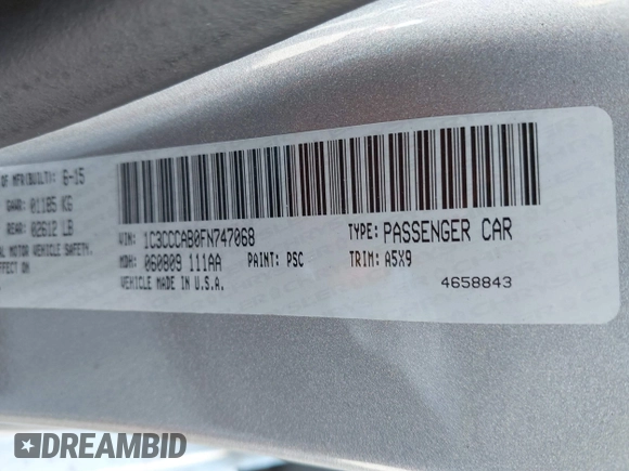 2015 Chrysler 200 Limited with VIN 1C3CCCAB0FN747068, listed as a IAAI auction lot 41681719 with 151,656 mi miles and . Bid and sale history available at DreamBid. Image 9.