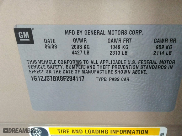 2008 Chevrolet Malibu LT w/2LT with VIN 1G1ZJ57BX8F284117, listed as a IAAI auction lot 41927704 with 170,692 mi miles. Bid and sale history available at carsss.com. Image 9.