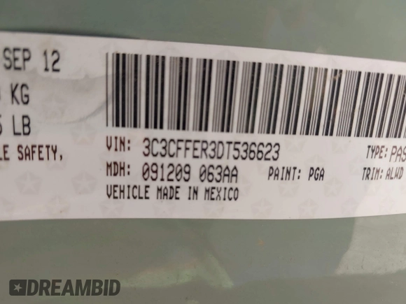 2013 FIAT 500 Lounge with VIN 3C3CFFER3DT536623, listed as a IAAI auction lot 42425991 with 87,905 mi miles and . Bid and sale history available at DreamBid. Image 9.
