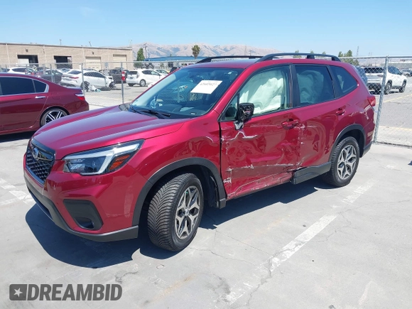 2021 Subaru Forester Premium z VIN JF2SKAJC6MH445546, wystawiony jako IAAI lot #42605027 z przebiegiem 56 712 mil mil oraz . Historia ofert i sprzedaży dostępna na DreamBid. Obrazek 2.
