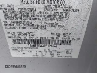 2011 Ford Taurus SEL with VIN 1FAHP2EW3BG124061, listed as a IAAI auction lot 41922716 with 241,464 mi miles and . Bid and sale history available at carsss.com. Image 9.