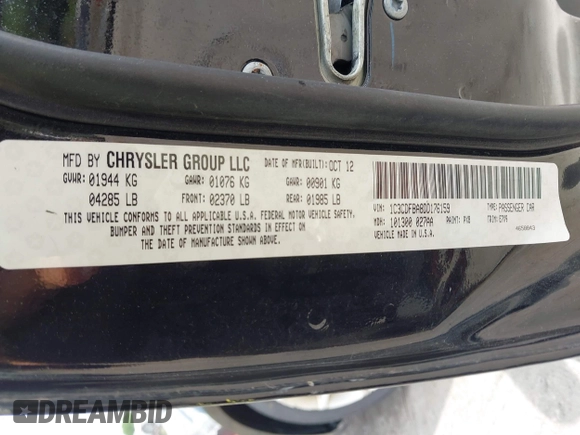 2013 Dodge Dart SXT with VIN 1C3CDFBA8DD176159, listed as a IAAI auction lot 42405448 with Not provided miles and . Bid and sale history available at DreamBid. Image 9.