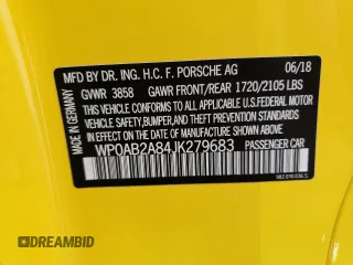 2018 Porsche 718 Cayman S z VIN WP0AB2A84JK279683, wystawiony jako Copart lot #73414284 z przebiegiem 48 619 mil mil oraz Szkoda całkowita • Salvage title. Historia ofert i sprzedaży dostępna na DreamBid. Obrazek 12.
