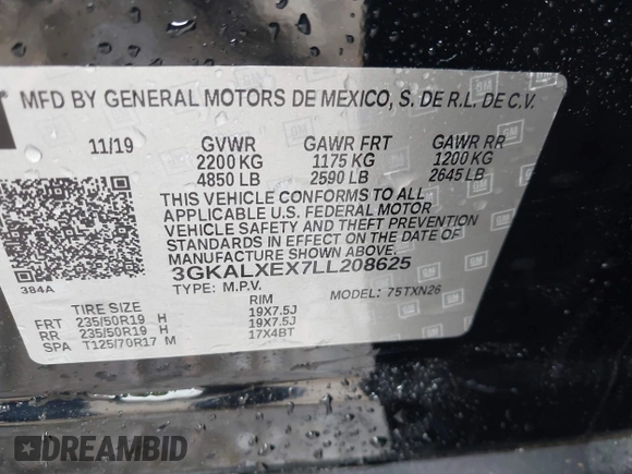 2020 GMC Terrain Denali с VIN 3GKALXEX7LL208625, выставлен на аукционе IAAI как лот 42276116 с пробегом 52 717 миль миль и . История ставок и продаж доступна на DreamBid. Изображение 9.