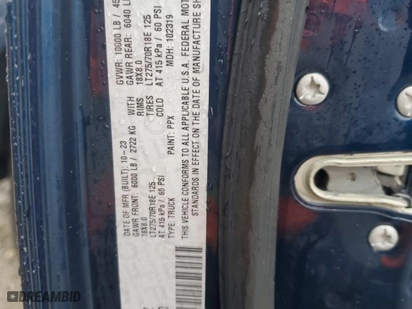 2024 Ram 2500 Tradesman with VIN 3C6UR5HL0RG169082, listed as a Copart auction lot 84330234 with 13,672 mi miles and Salvage Title. Bid and sale history available at carsss.com. Image 10.